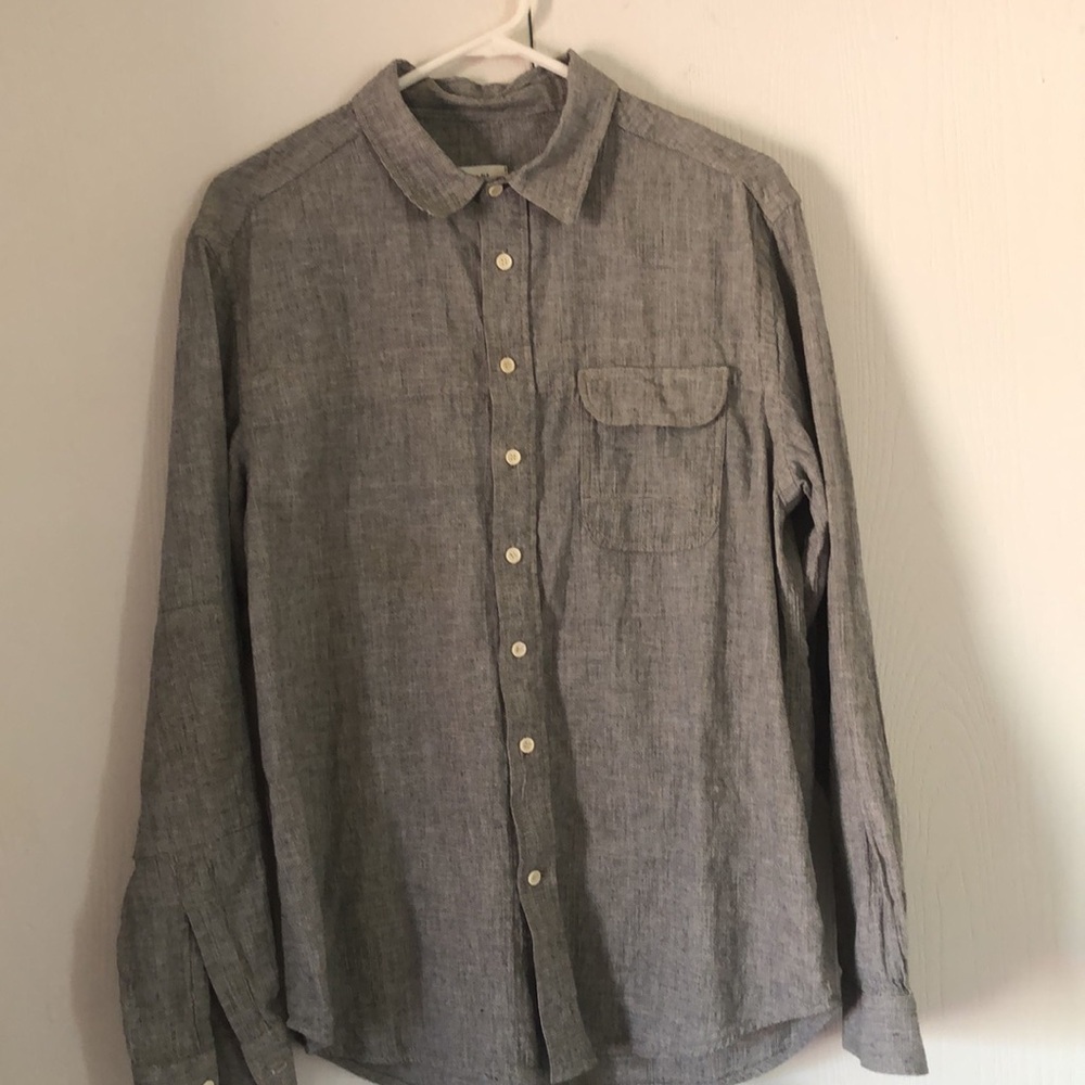 Men's Billy Reid spring Easter MSL-ALA cotton long sleeve Gray Button-Up Shirt
